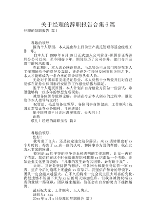 关于经理的辞职报告合集6篇