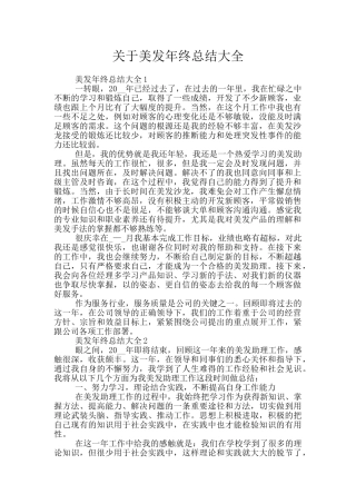 关于美发年终总结大全