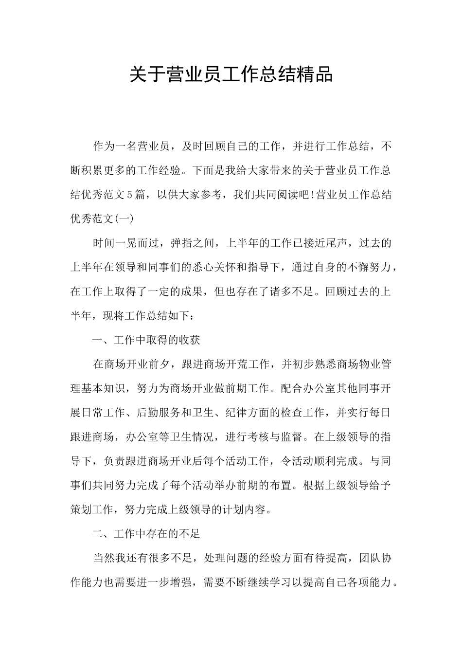 关于营业员工作总结精品_第1页