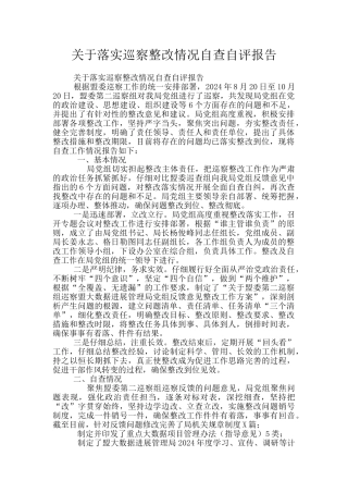关于落实巡察整改情况自查自评报告