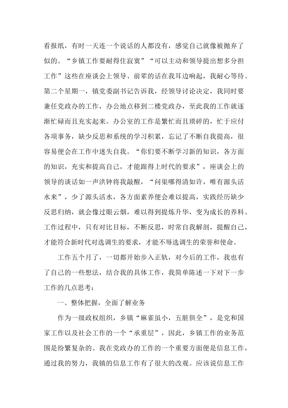 关于选调生乡镇工作心得体会_第3页