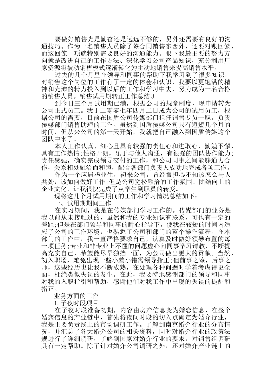 关于销售试用期转正工作总结多篇2024_第3页