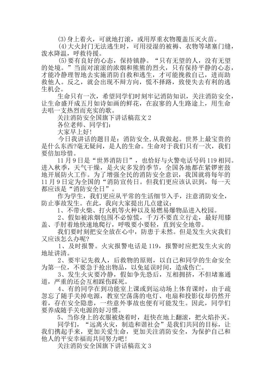 关注消防安全国旗下讲话稿范文_第2页
