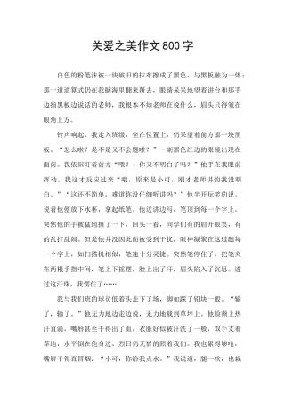 关爱之美作文800字