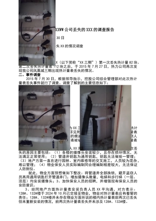 关物品丢失的专项调查报告