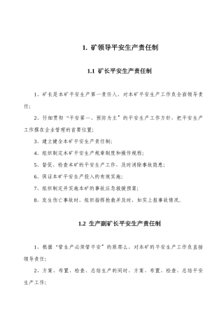 兴运煤业矿井安全生产责任制