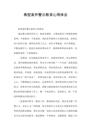 典型案件警示教育心得体会