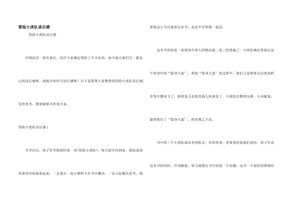 冒险小虎队读后感_第1页