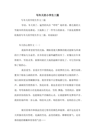 写冬天的小学生三篇