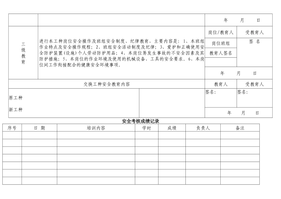 员工安全教育培训及奖惩档案_第2页