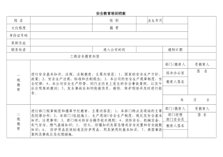 员工安全教育培训及奖惩档案