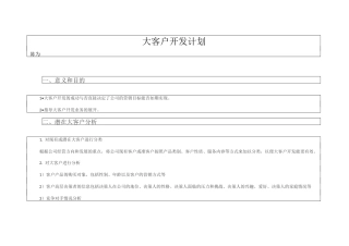 大客户开发计划