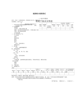 能源统计报表表式