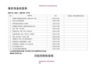 【8A版】餐饮连锁企业门店巡店检查表