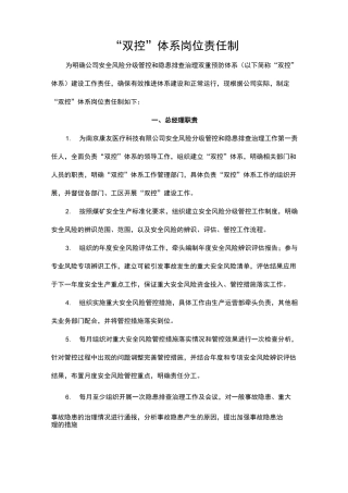 双控机制岗位责任及任务分工