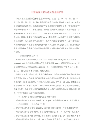 (完整版)中亚地区大型与超大型金属矿床
