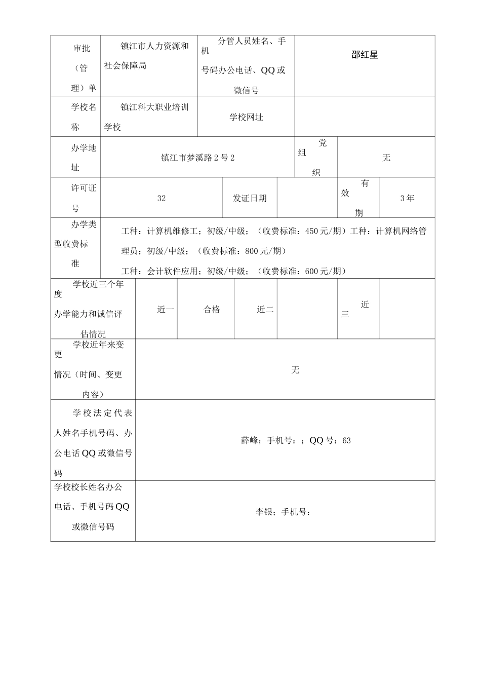 民办职业培训学校机构信息公开情形表_第3页