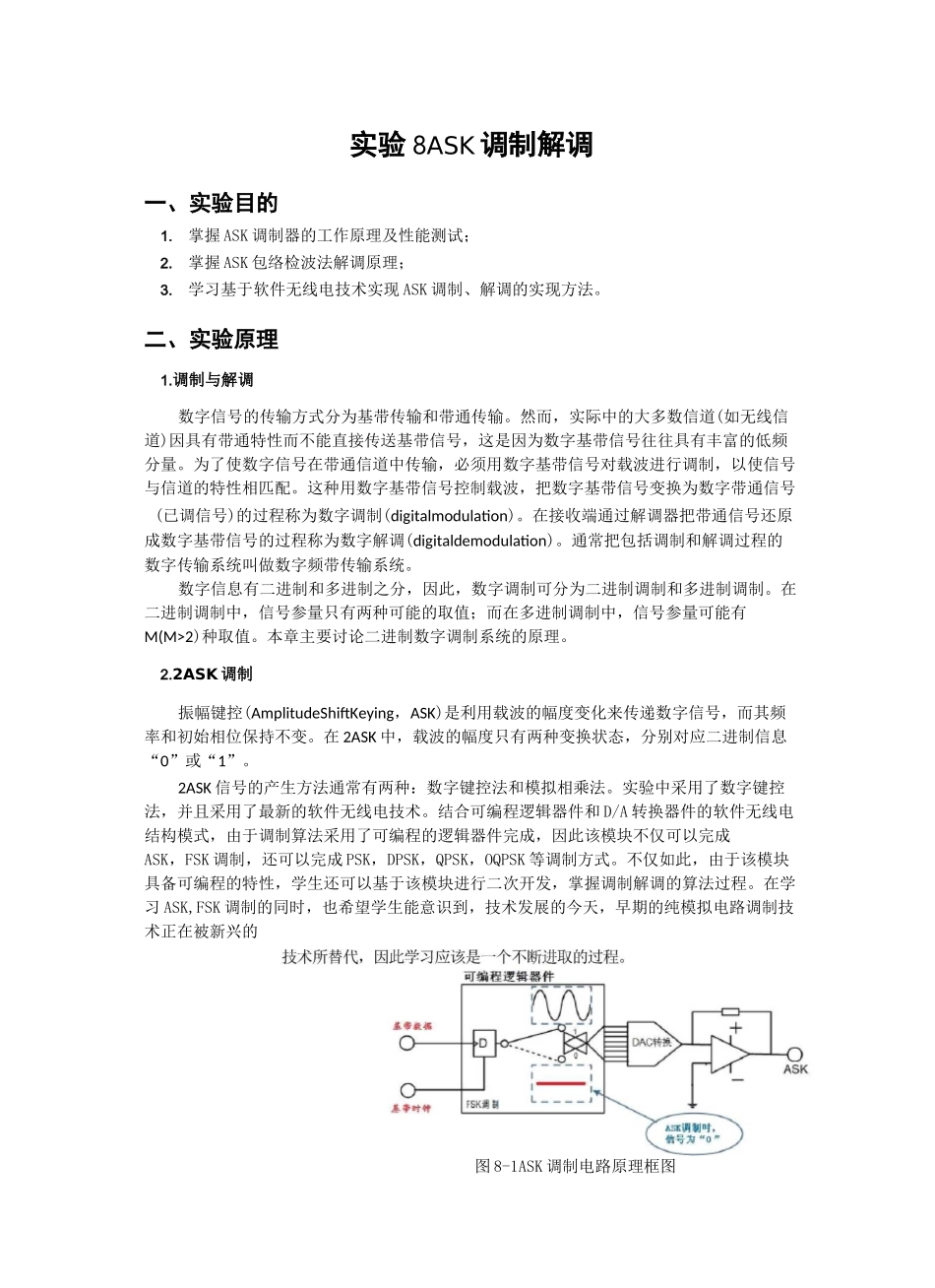实验8、ASK调制解调(修改)_第1页