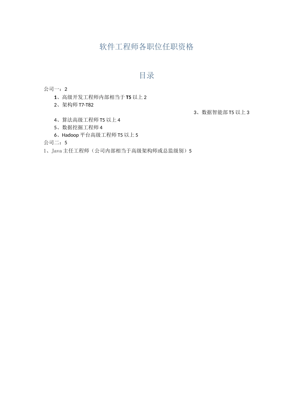 软件工程师各职位任职资格_第1页