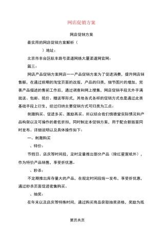 网店促销方案