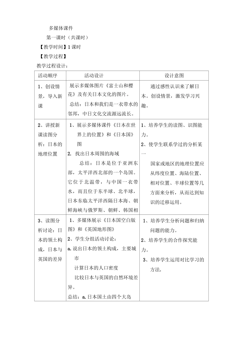 初中地理教案-日本_第3页