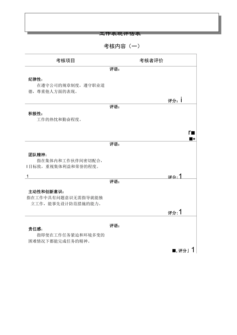工作表现评估表(管理层)_第2页