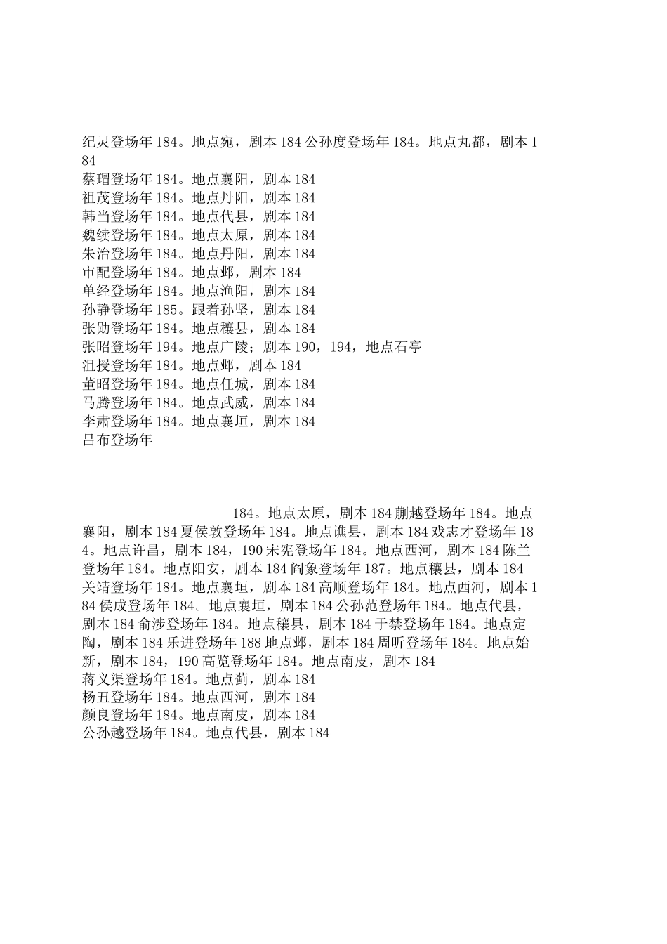 三国志全武将登场时间及地点_第3页