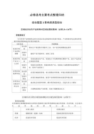 地理选考主要考点整理归纳