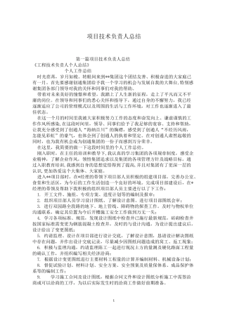 项目技术负责人总结