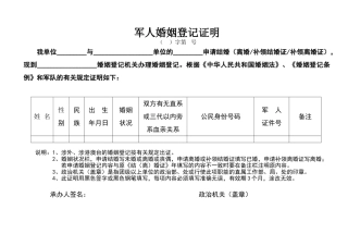 军人婚姻登记证明