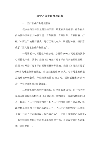 农业产业发展情况汇报