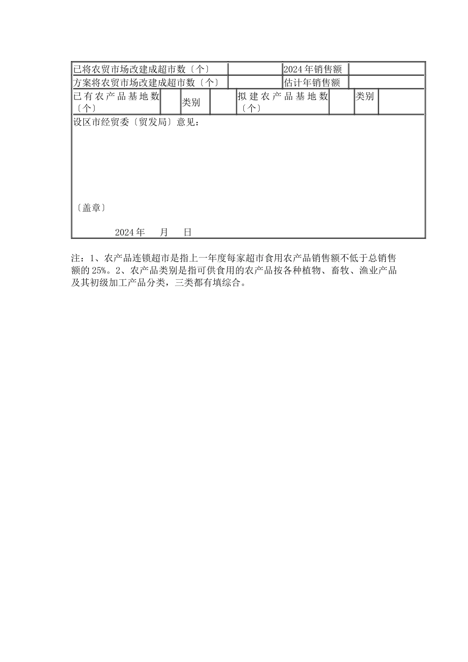 农产品连锁经营试点企业申请表_第2页