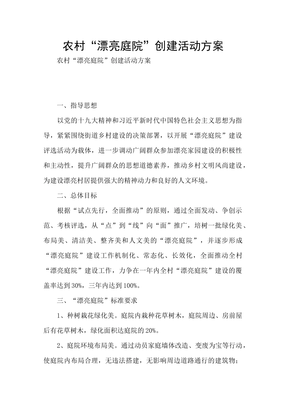 农村“美丽庭院”创建活动方案_第1页