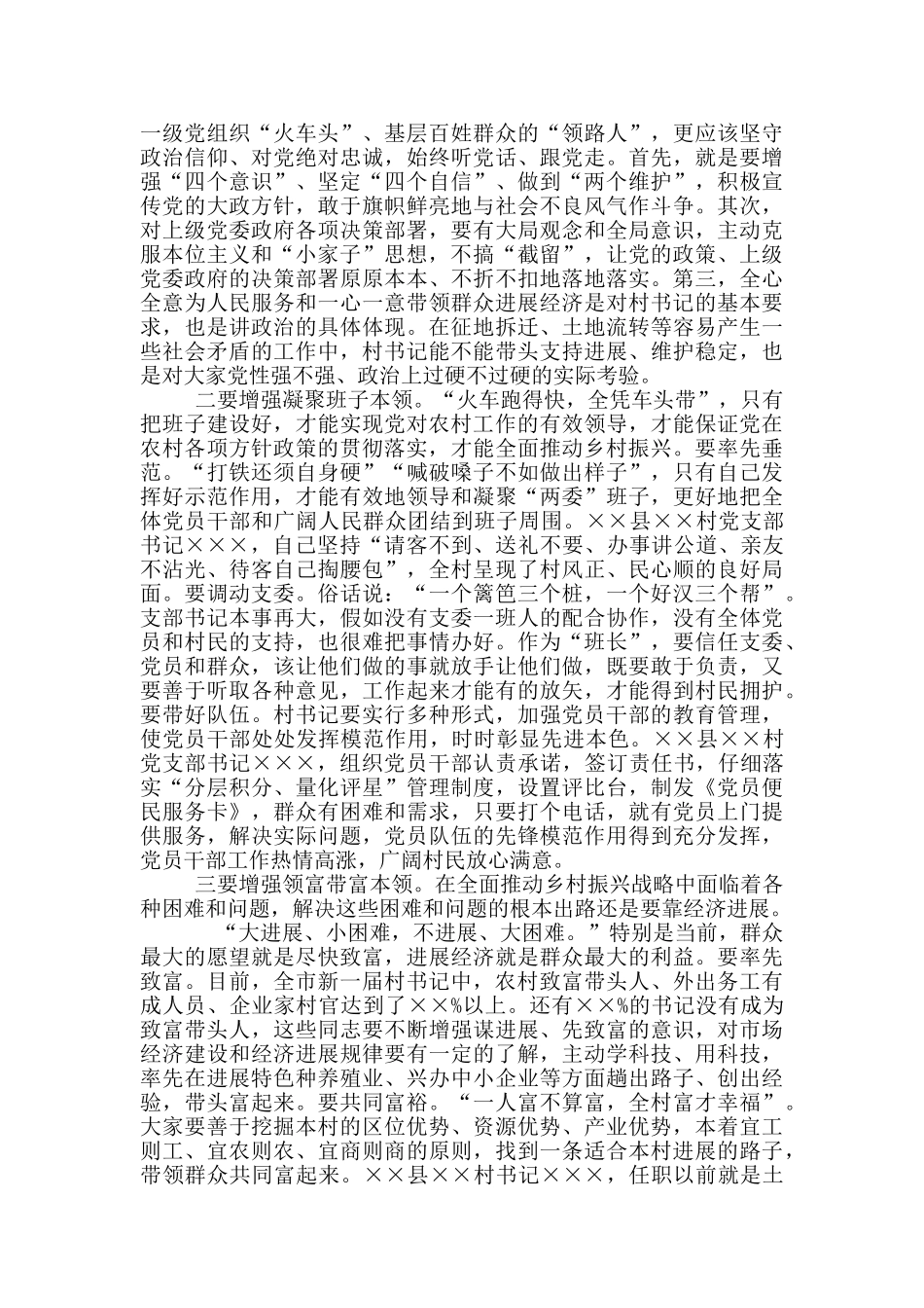 农村党组织书记2024年示范培训班上讲话例文_第3页
