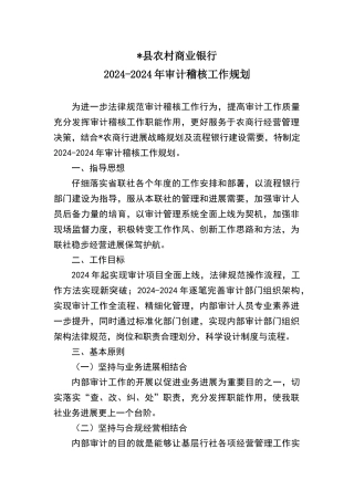 农村商业银行中长期审计工作规划