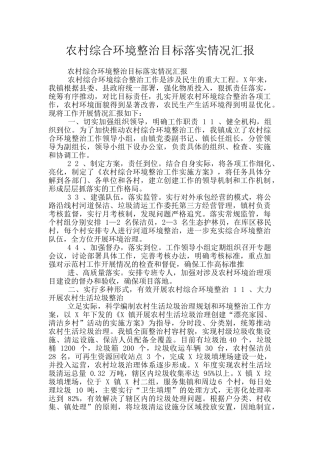 农村综合环境整治目标落实情况汇报