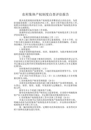 农村集体产权制度自查评估报告