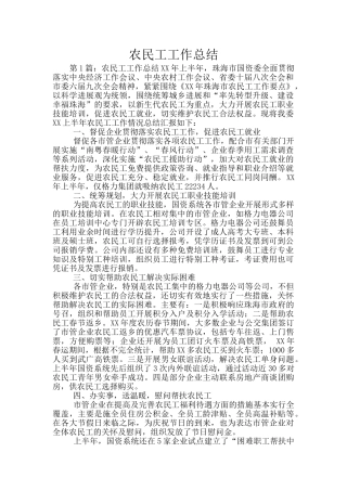 农民工工作总结