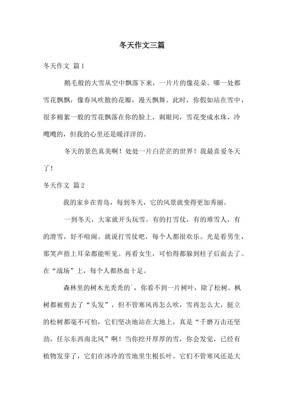 冬天作文三篇_第1页