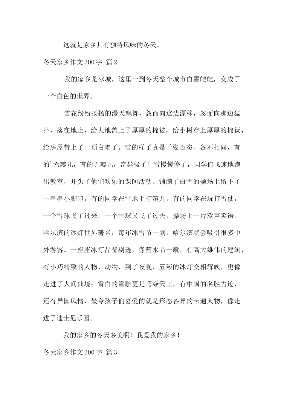 冬天家乡作文300字三篇_第2页