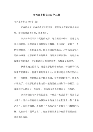 冬天家乡作文300字三篇