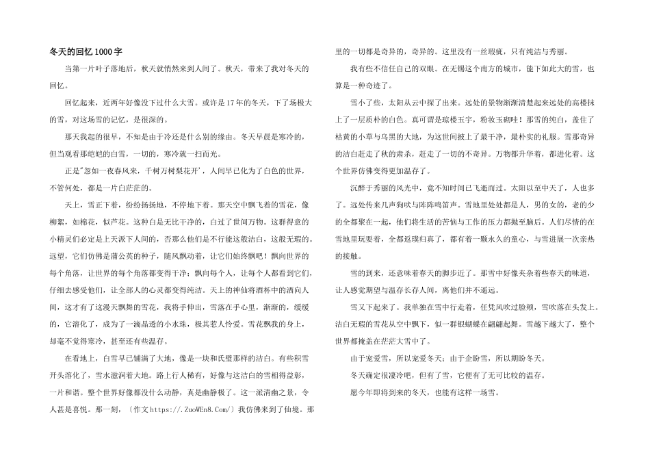 冬天的回忆1000字_第1页