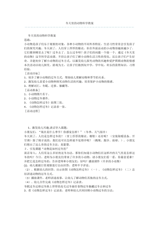 冬天里的动物科学教案