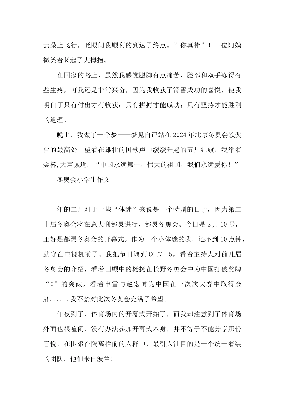 冬奥会小学生作文_第3页
