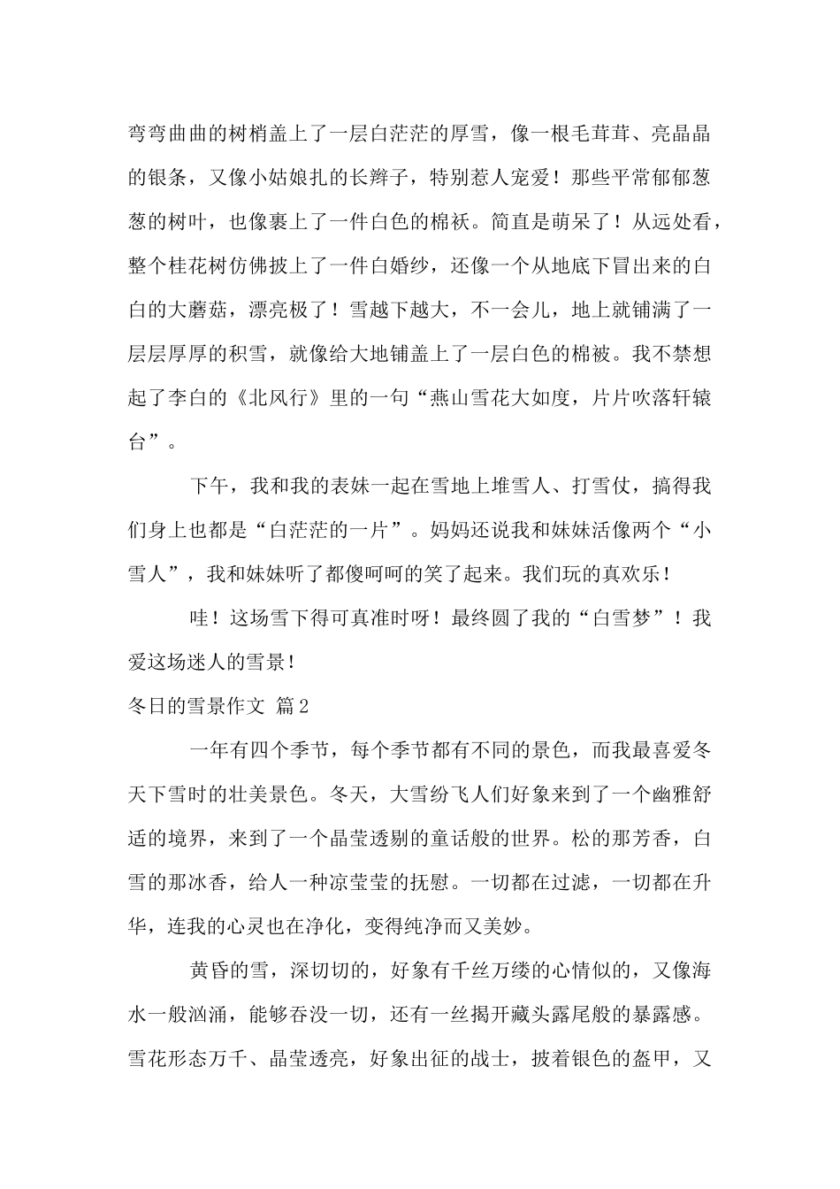 冬日的雪景4篇_第2页