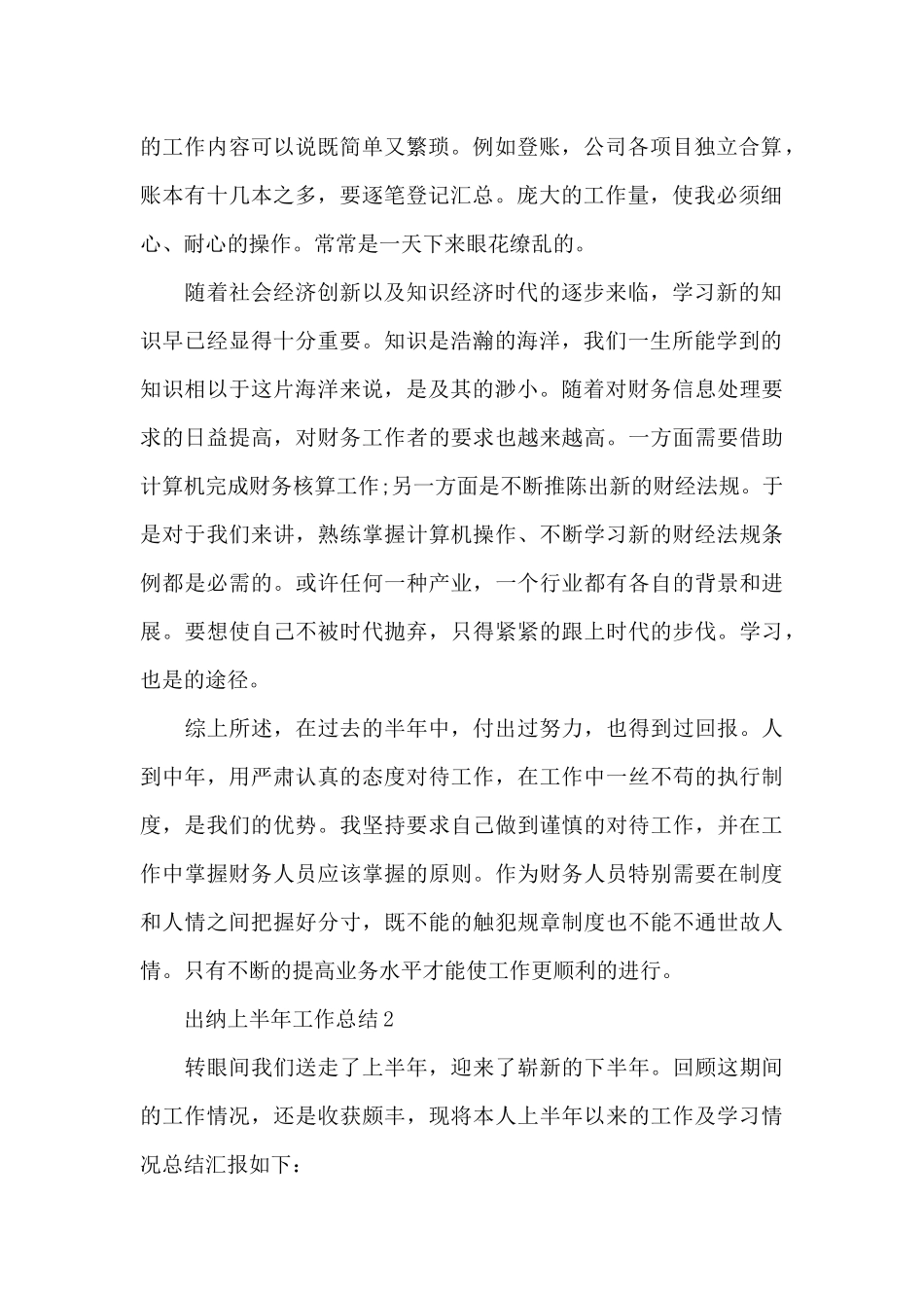 出纳上半年工作总结6篇_第2页