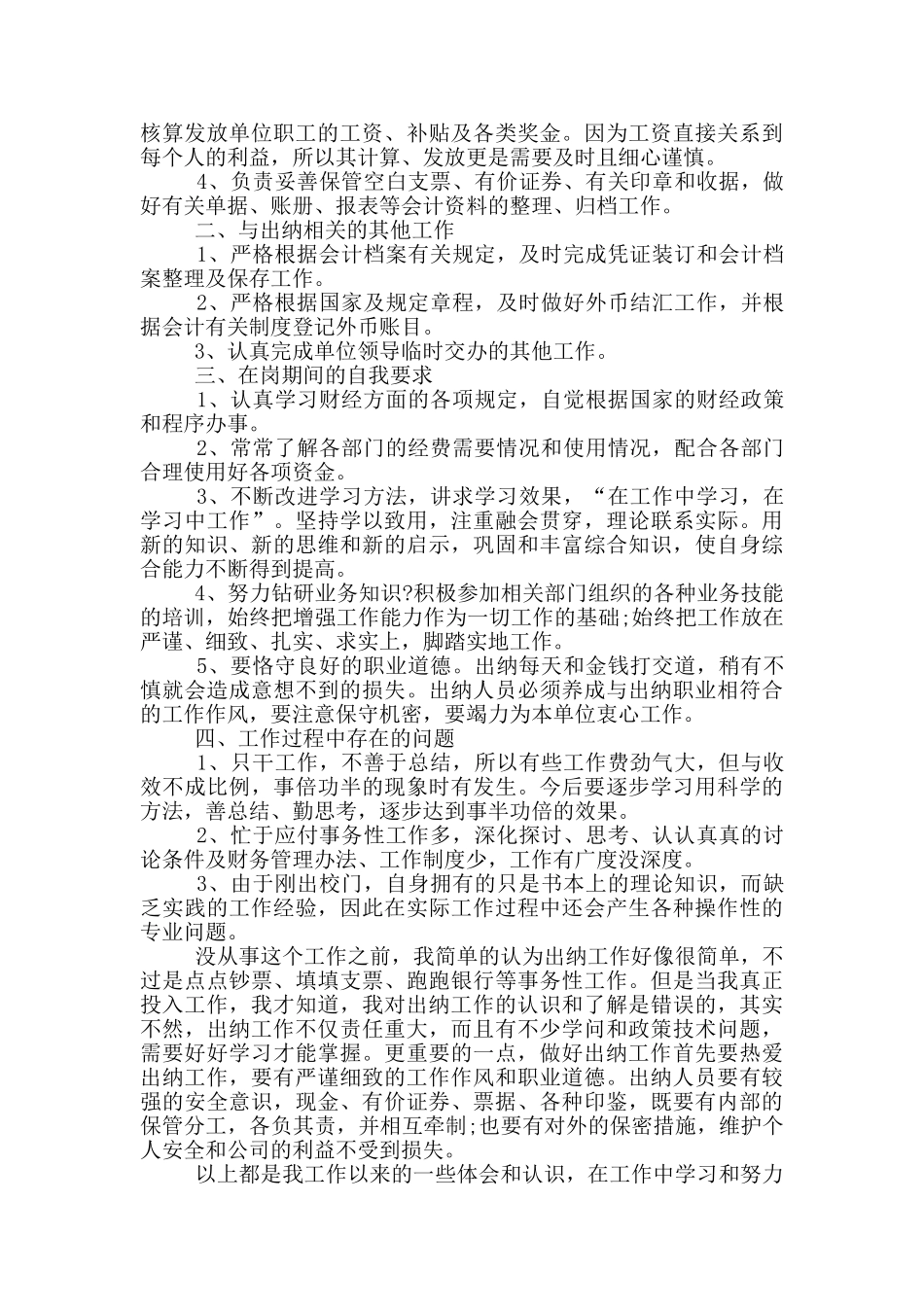 出纳个人工作总结优秀范文_第3页