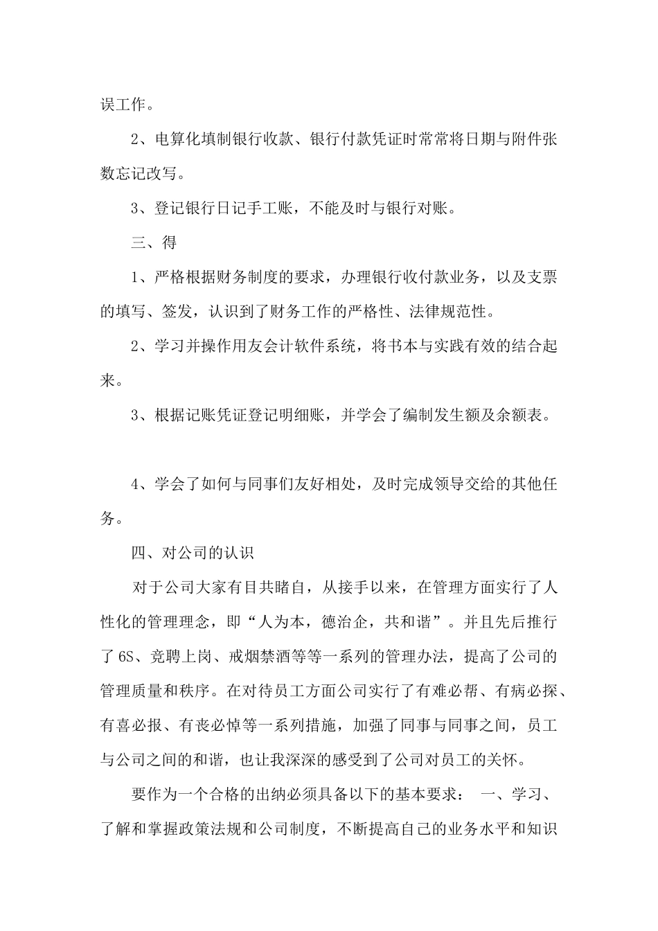 出纳个人工作总结展望2024范文_第2页