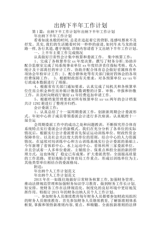 出纳下半年工作计划