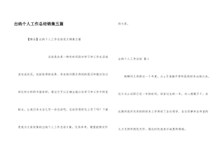 出纳个人工作总结锦集五篇